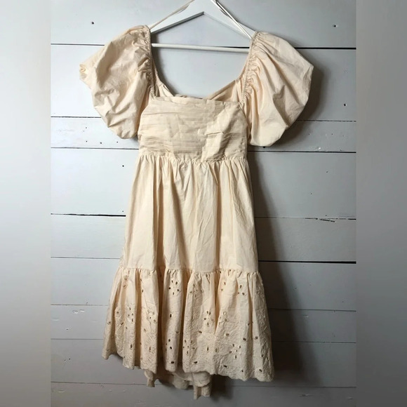 NWOT En Saison Juliet Bow Back Babydoll Dress in Cream Size Small - Picture 1 of 5